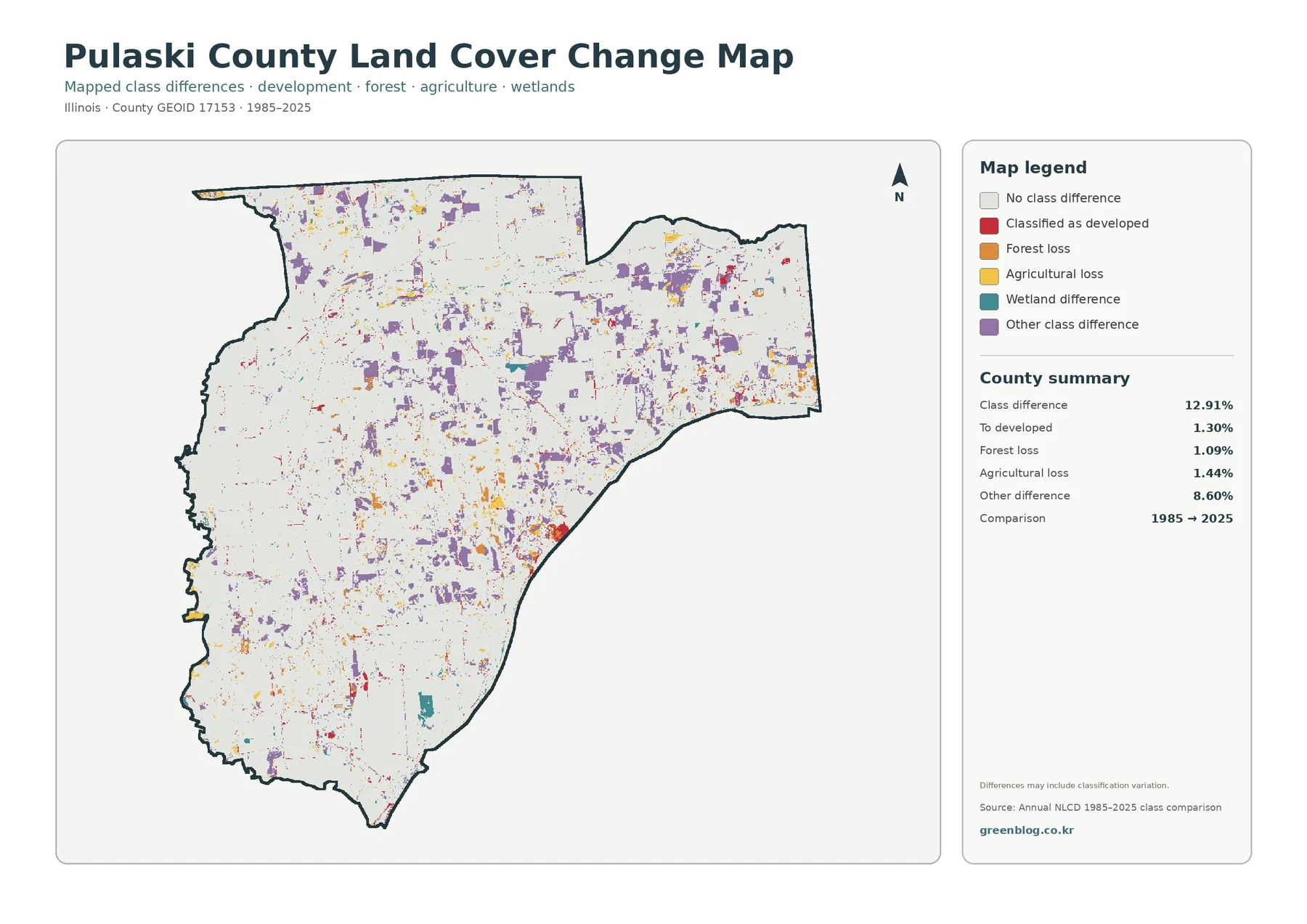 Pulaski County land cover change map