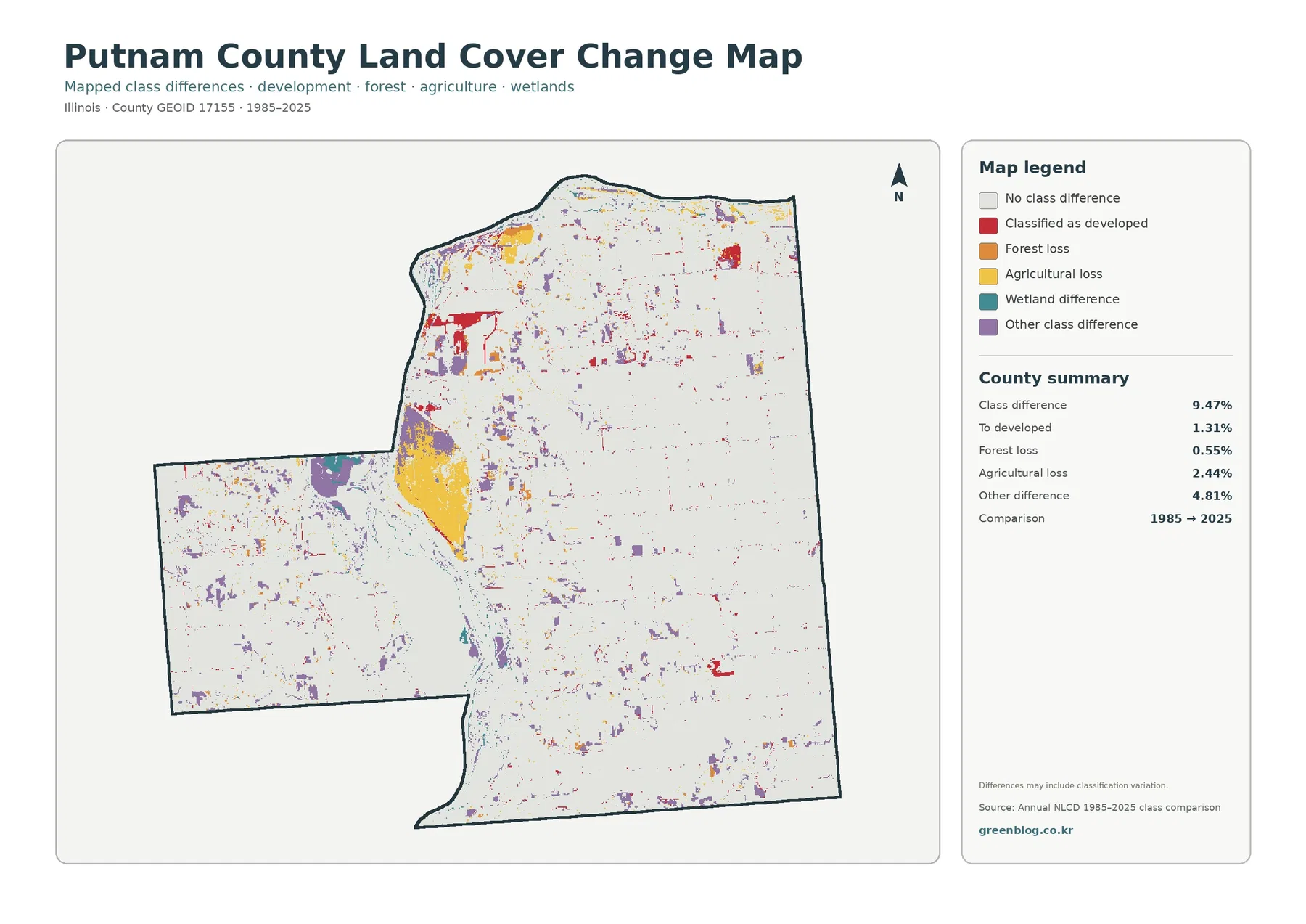 Putnam County land cover change map