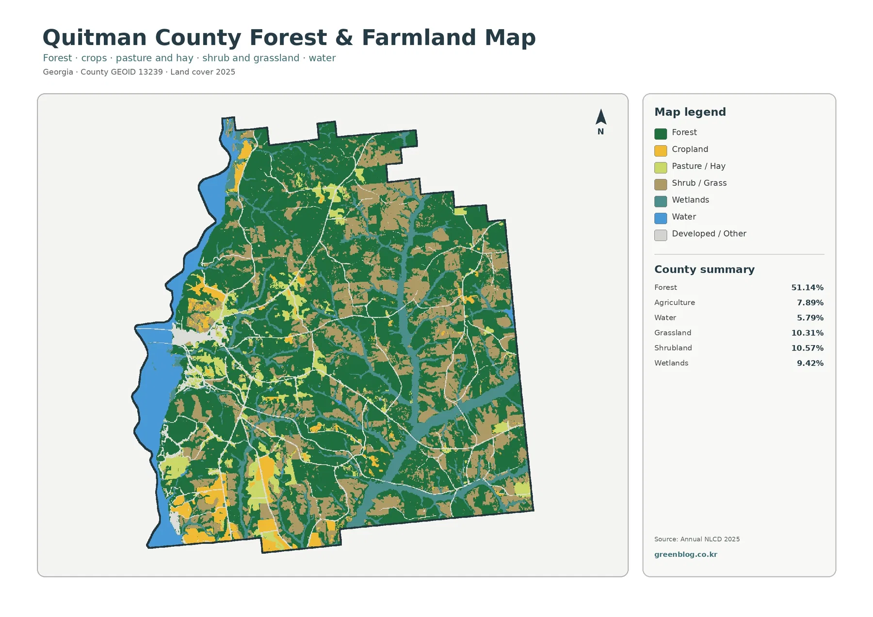 Quitman County forest and farmland map