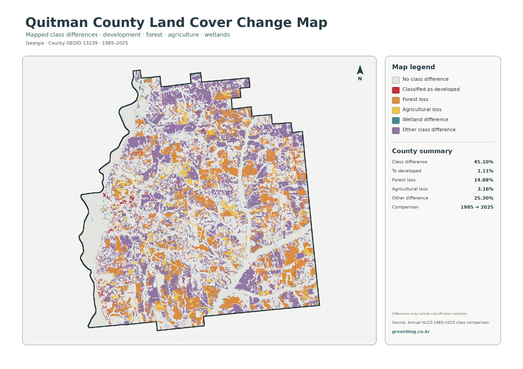 Quitman County land cover change map