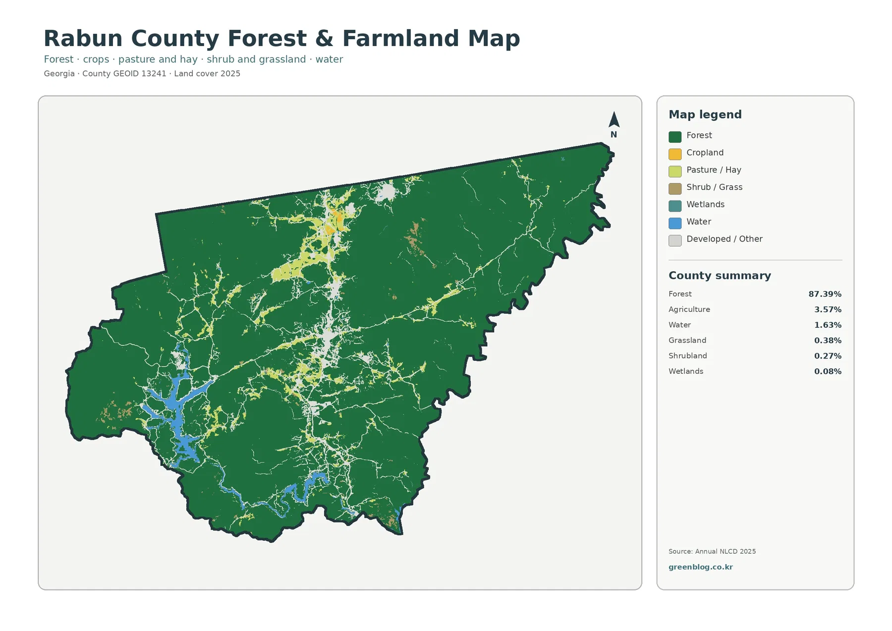 Rabun County forest and farmland map