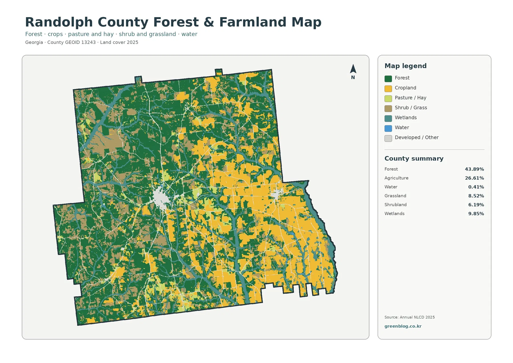 Randolph County forest and farmland map