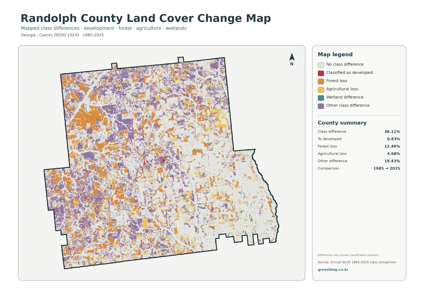 Randolph County land cover change map