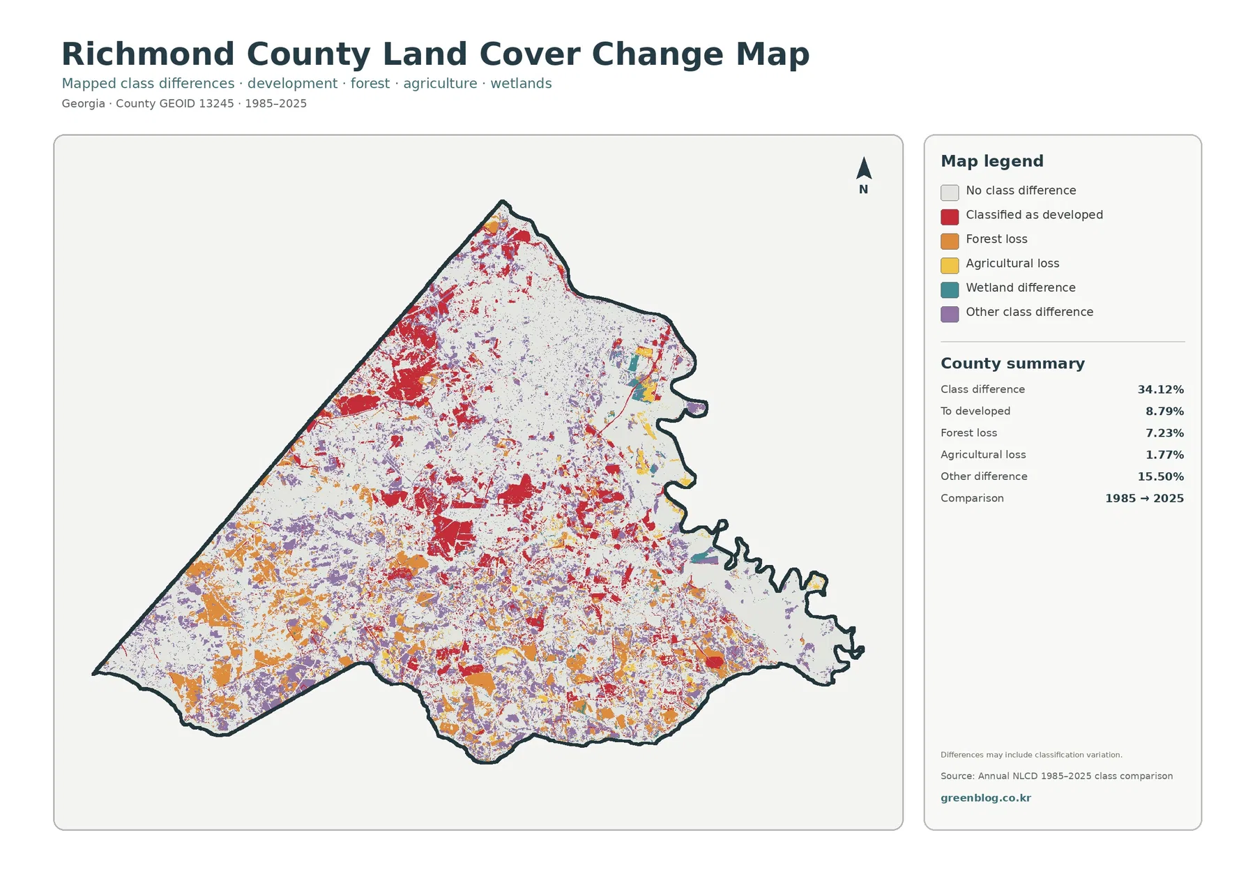 Richmond County land cover change map