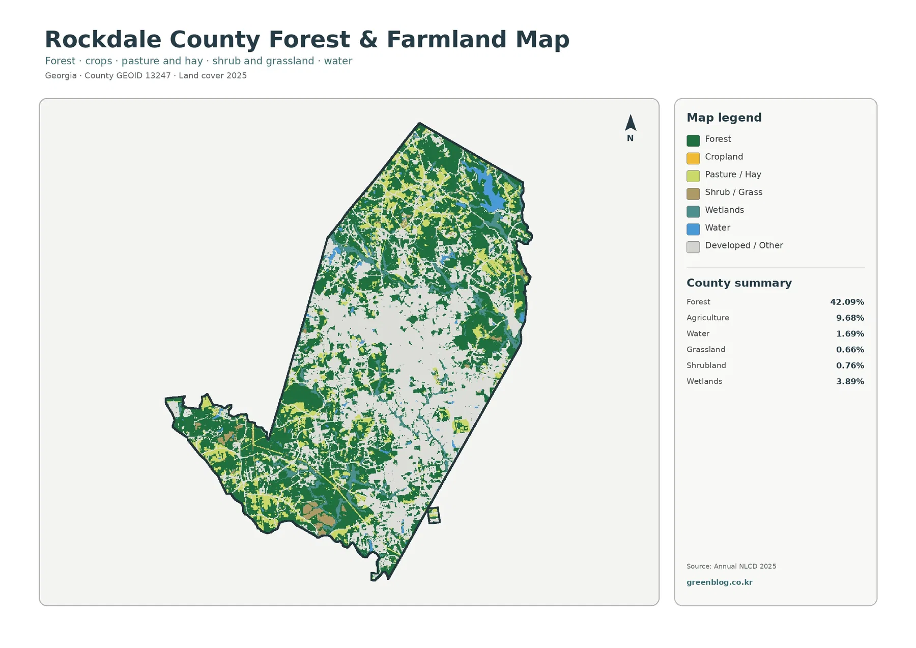 Rockdale County forest and farmland map
