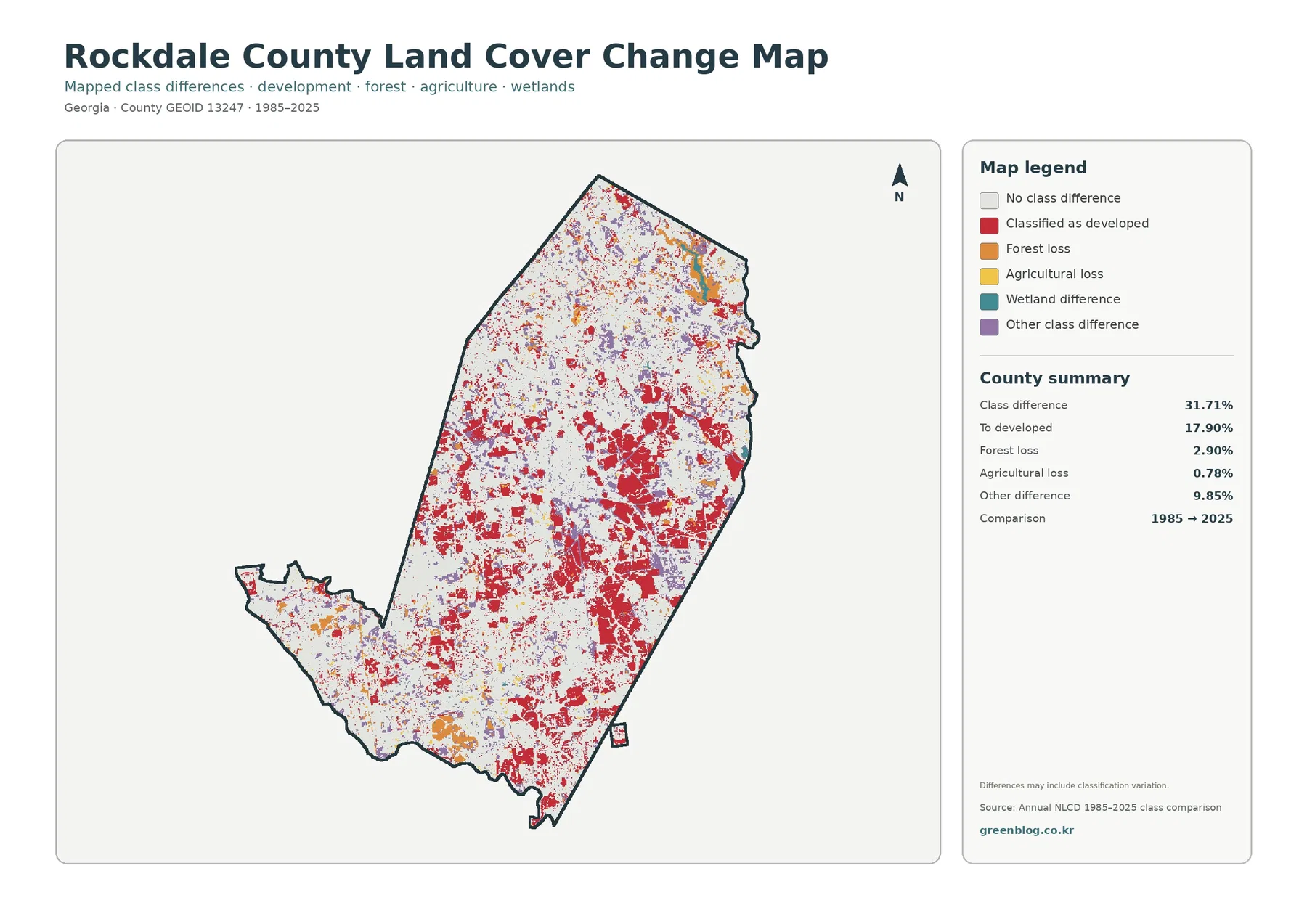 Rockdale County land cover change map