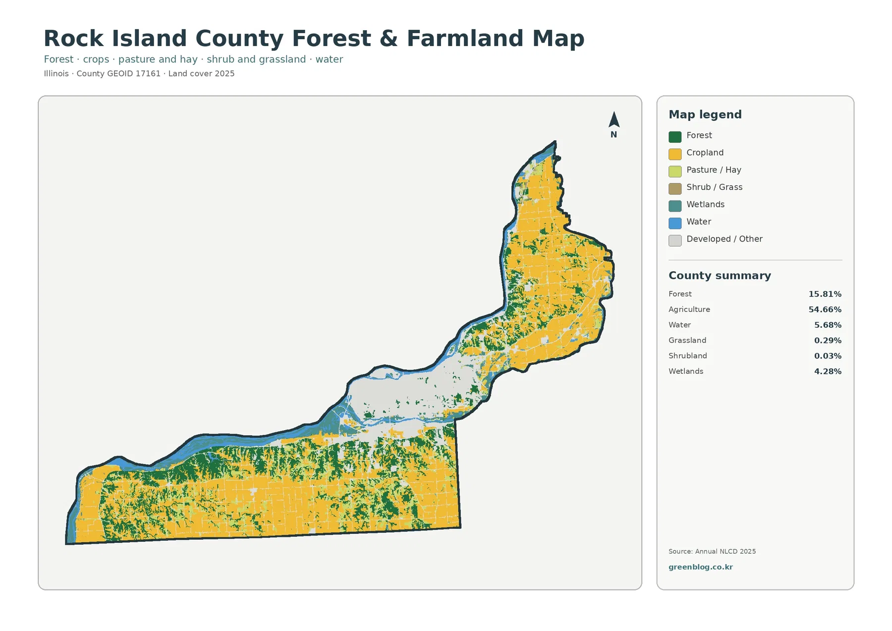 Rock Island County forest and farmland map
