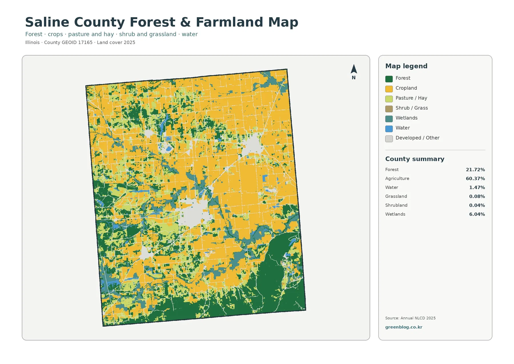 Saline County forest and farmland map