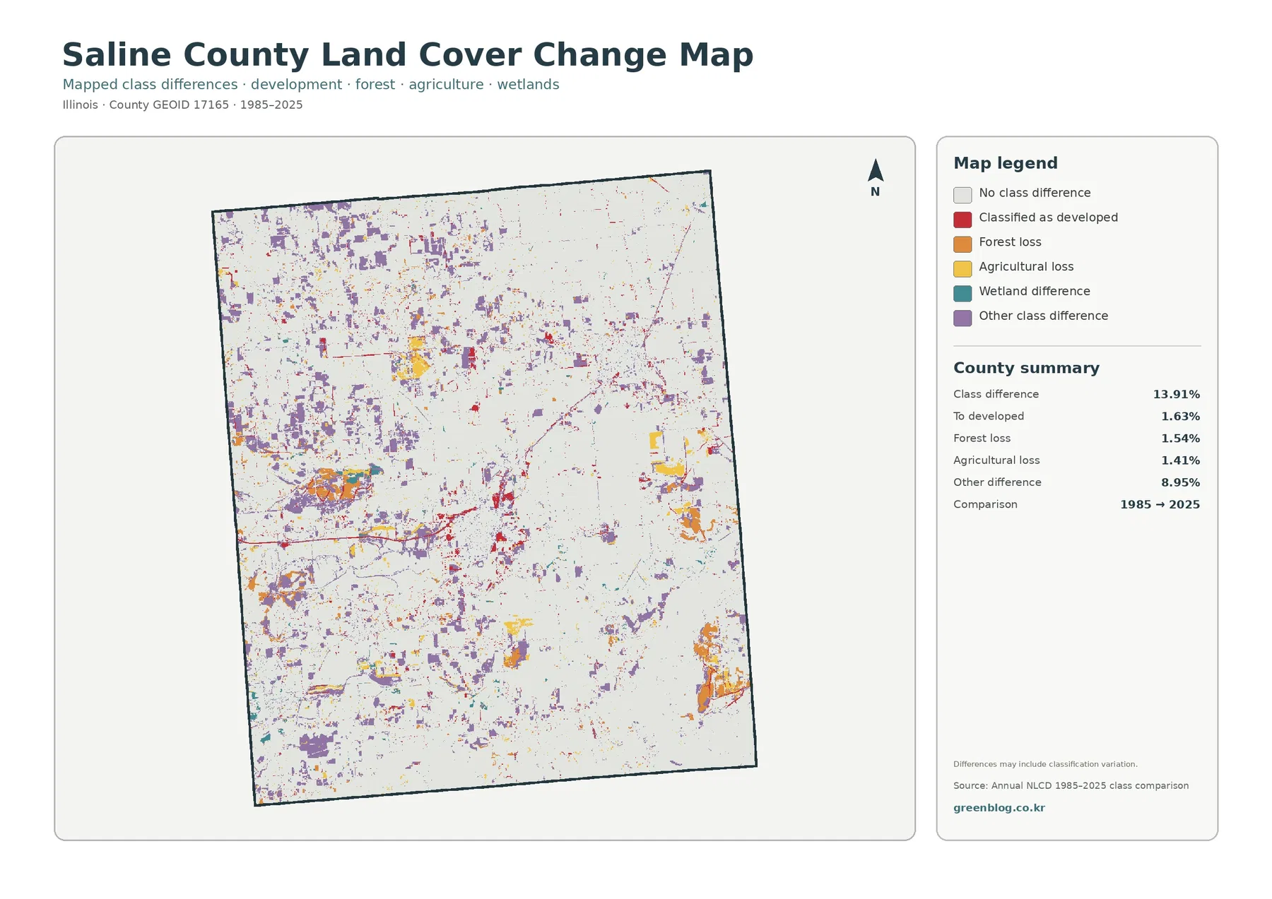 Saline County land cover change map