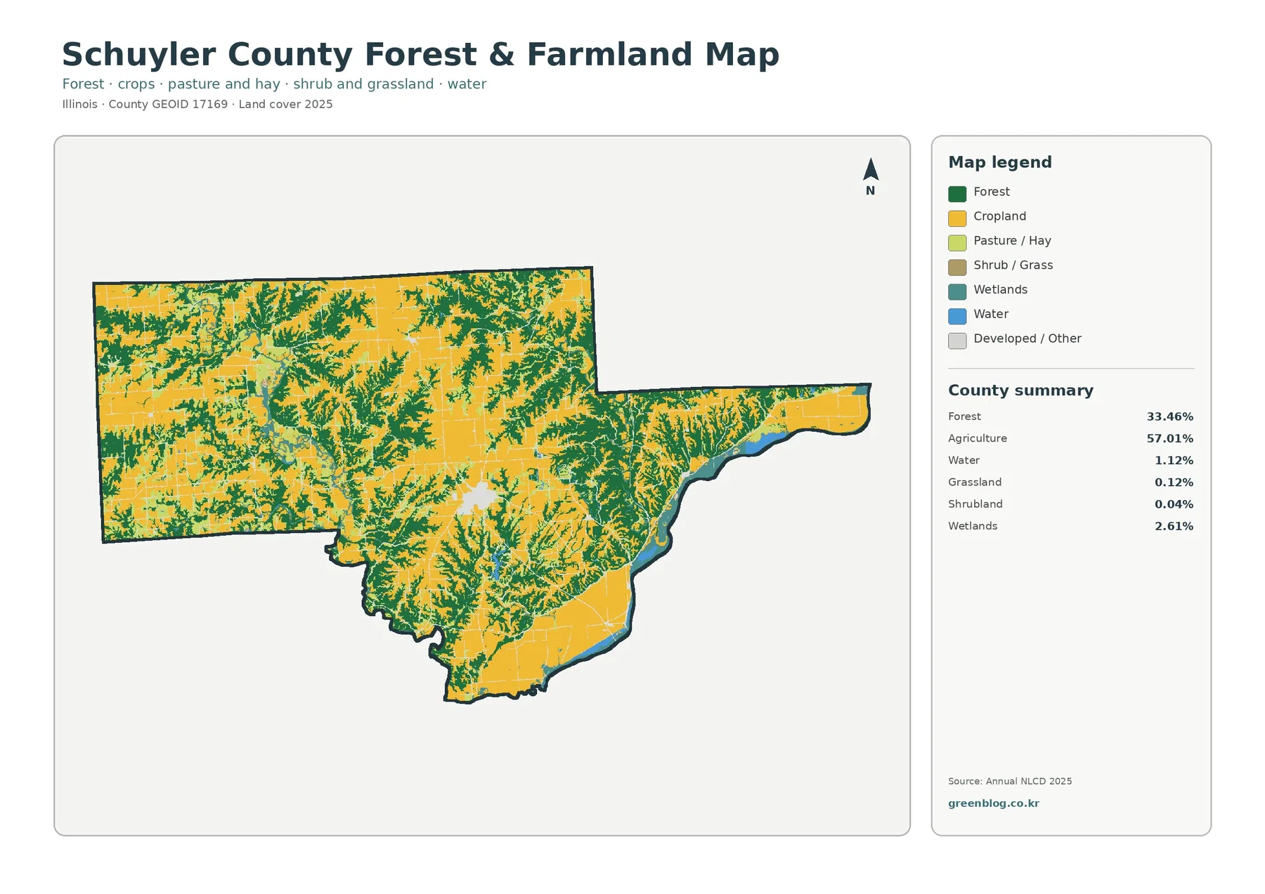 Schuyler County forest and farmland map