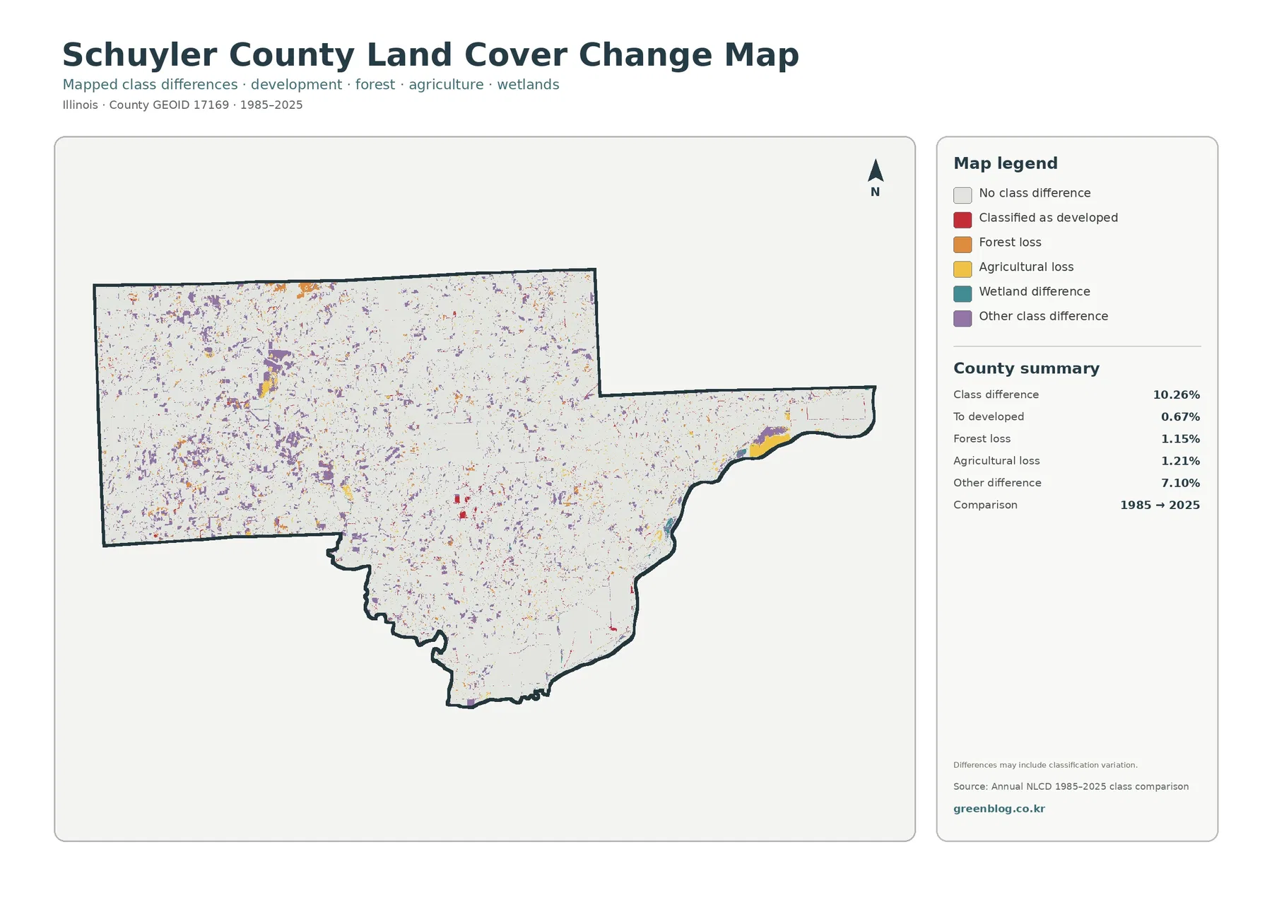 Schuyler County land cover change map