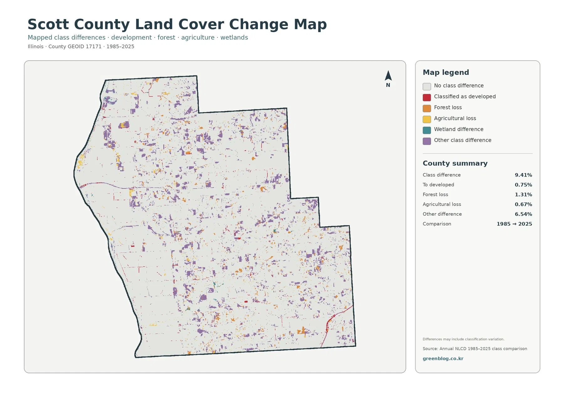 Scott County land cover change map