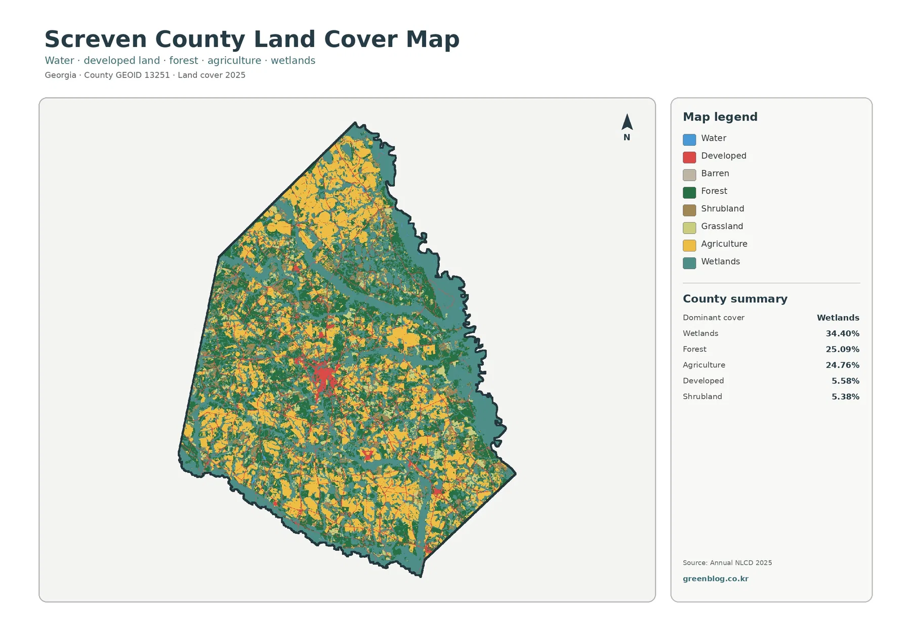 Screven County 토지 피복 지도