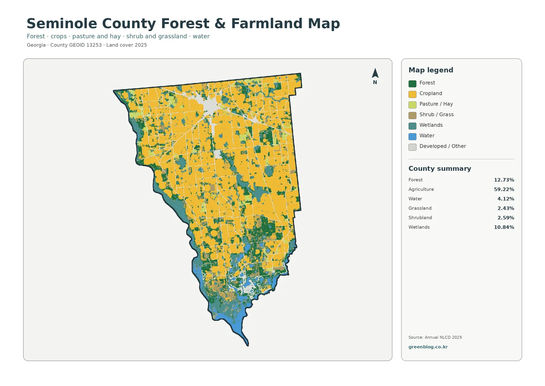 Seminole County 산림·농경지 지도