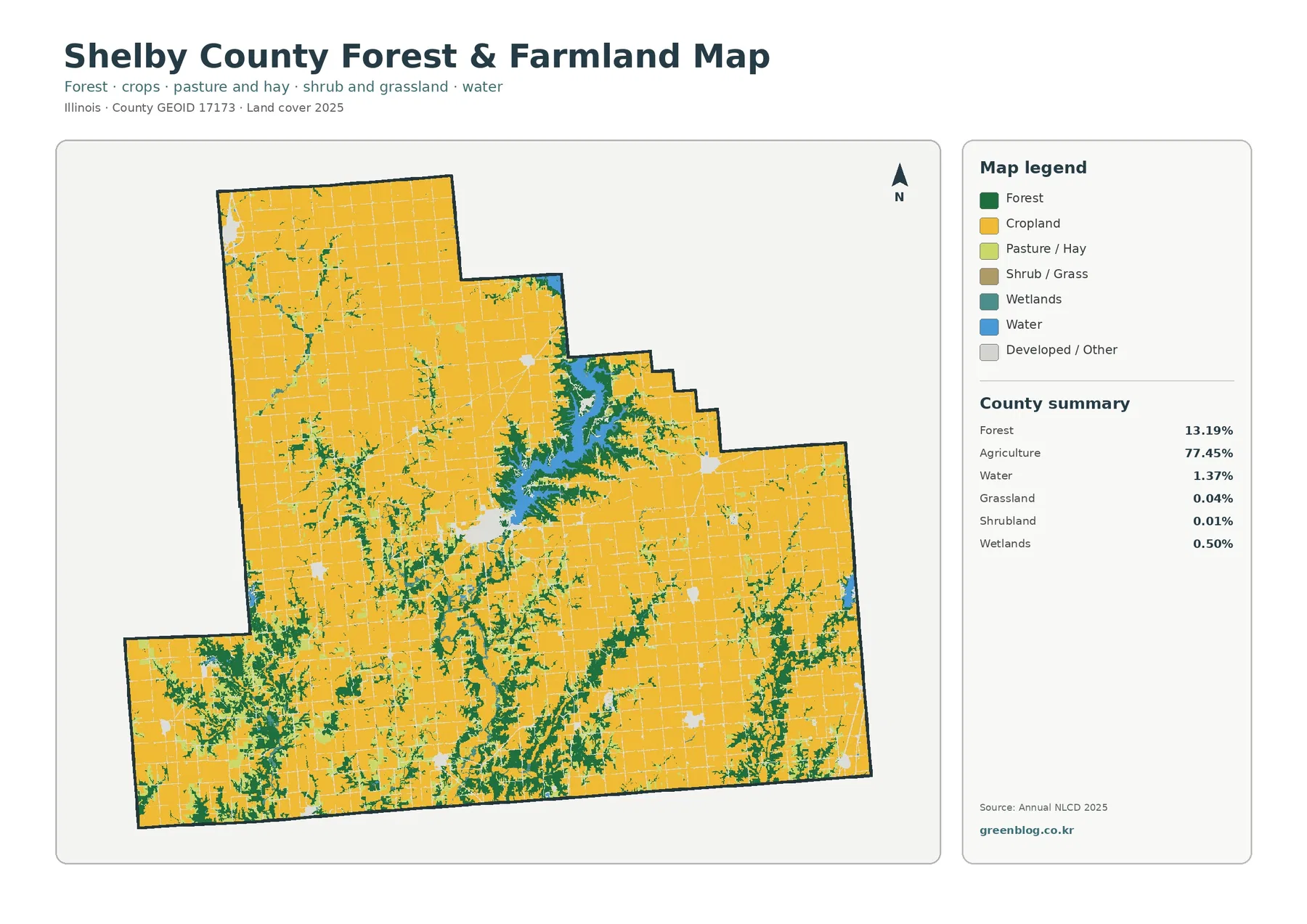 Shelby County forest and farmland map