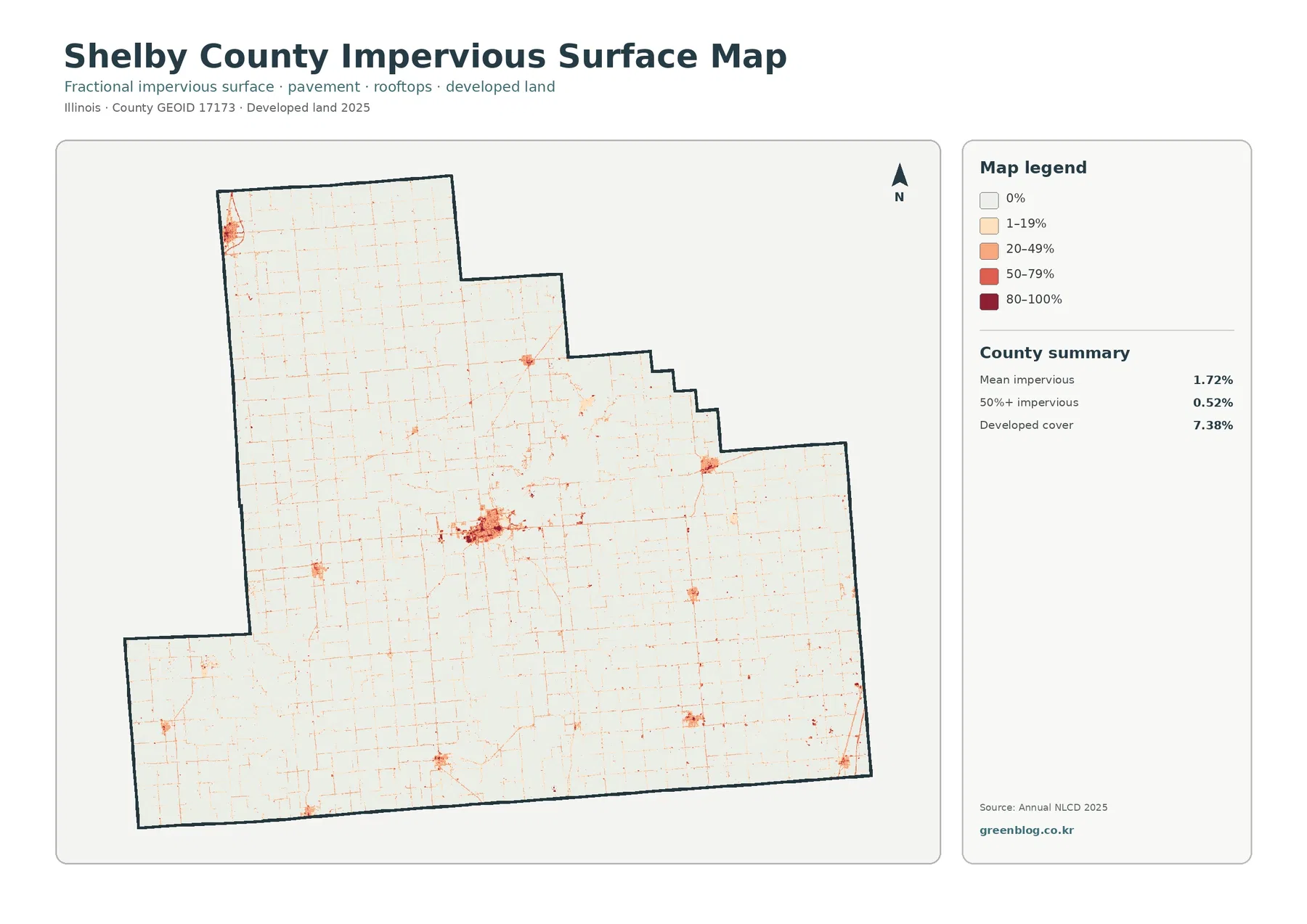 Shelby County impervious surface and developed land map