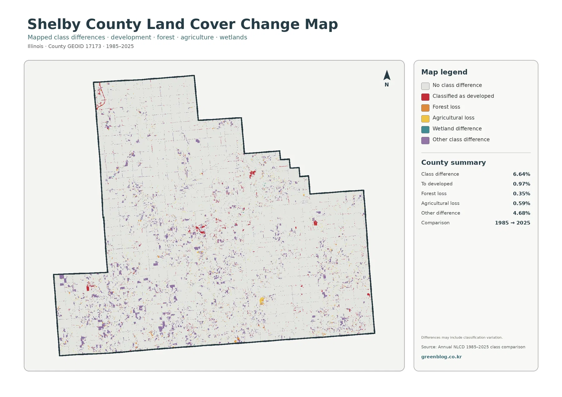 Shelby County land cover change map