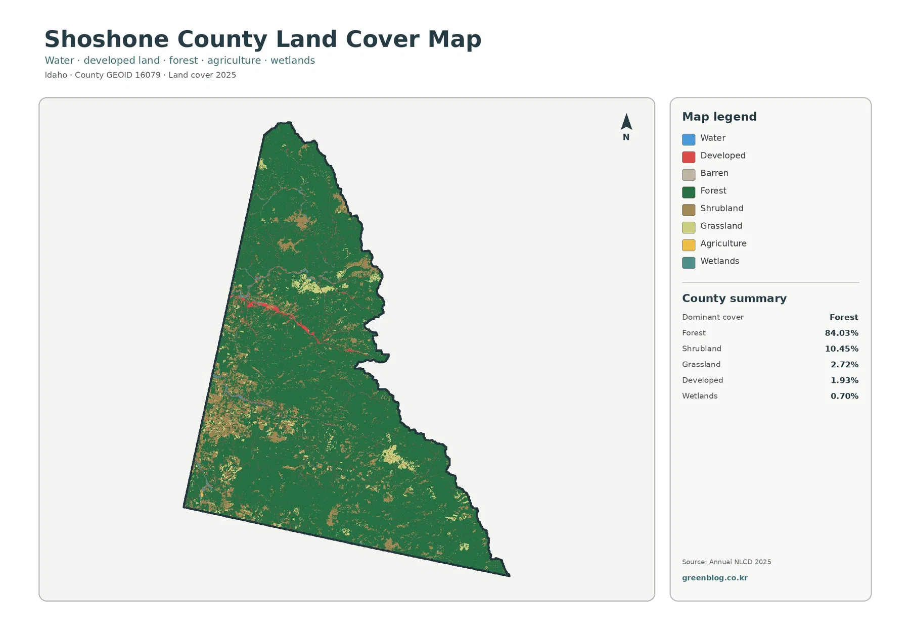 Shoshone County 토지 피복 지도