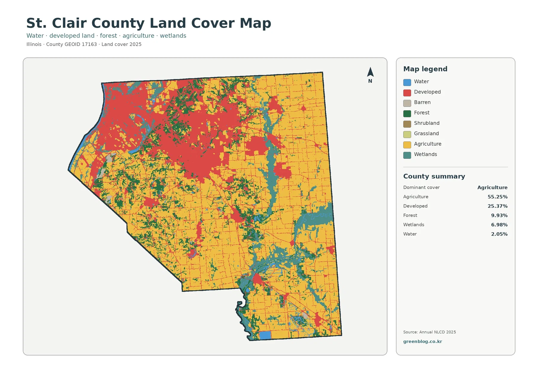 St. Clair County 토지 피복 지도