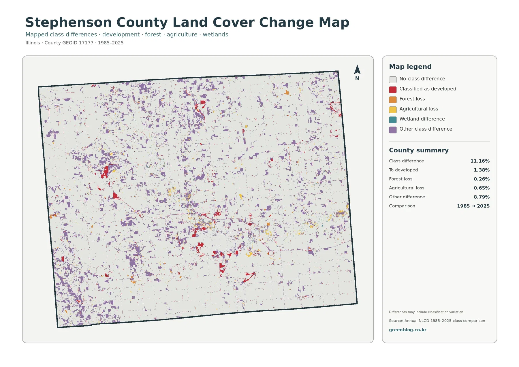 Stephenson County land cover change map