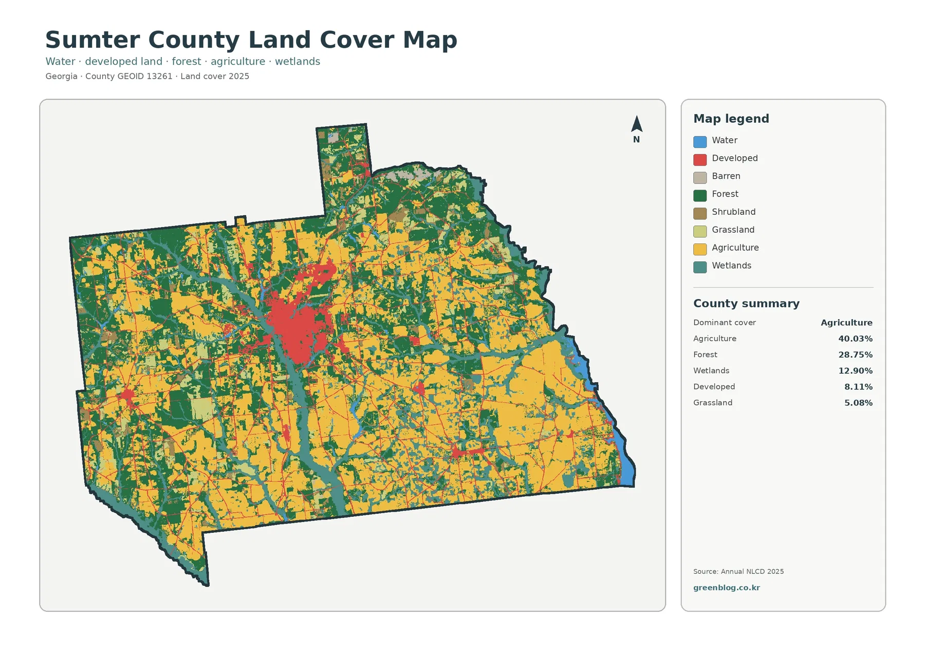 Sumter County 토지 피복 지도