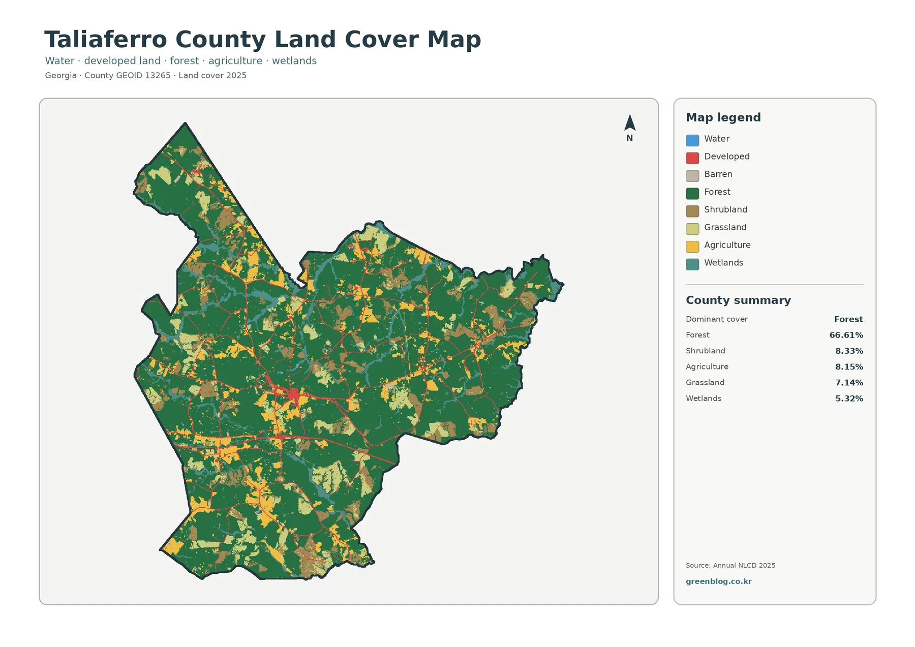 Taliaferro County 토지 피복 지도