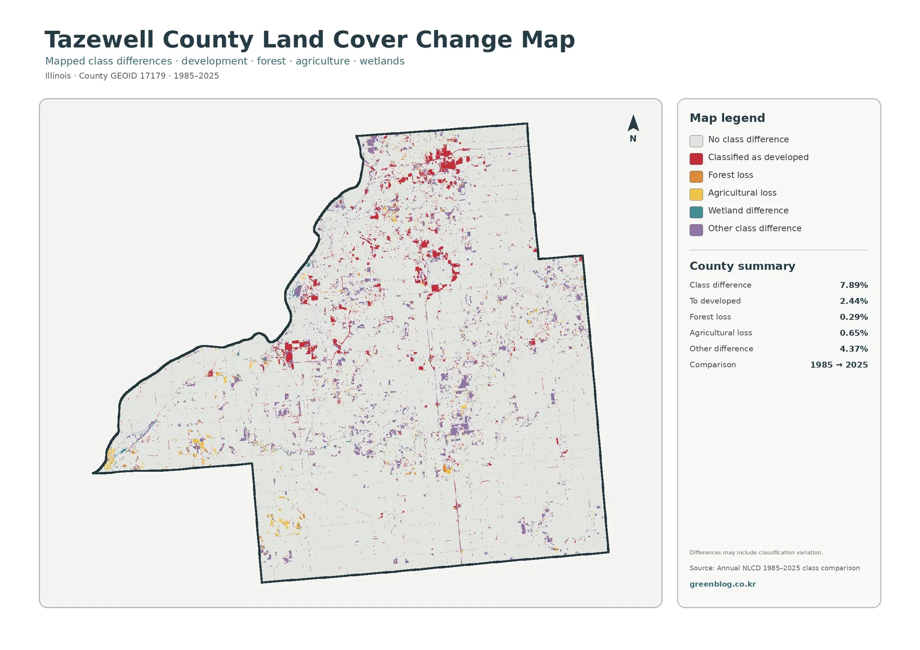County land cover change map
