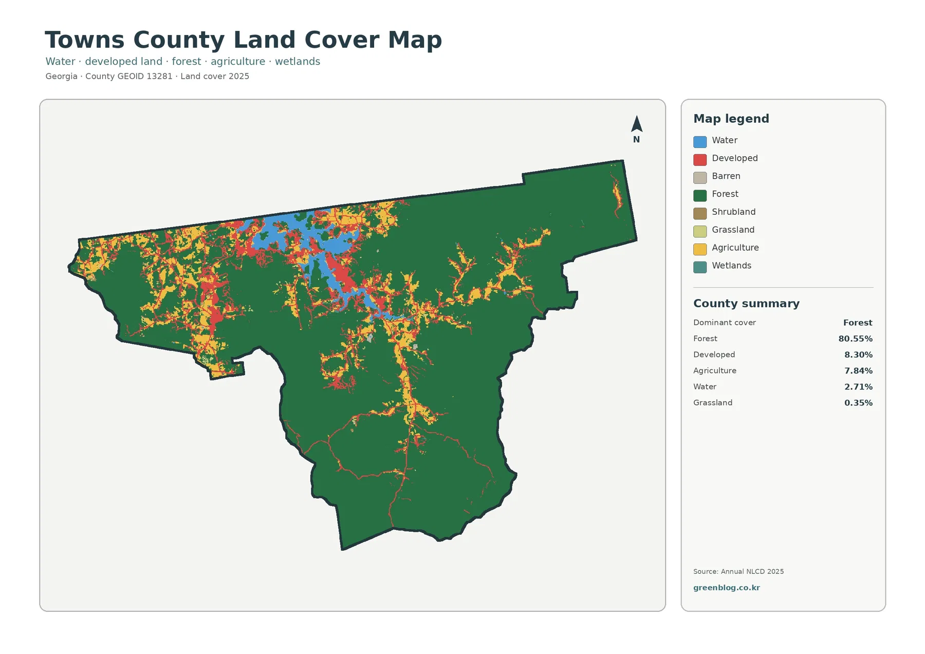 Towns County land cover map