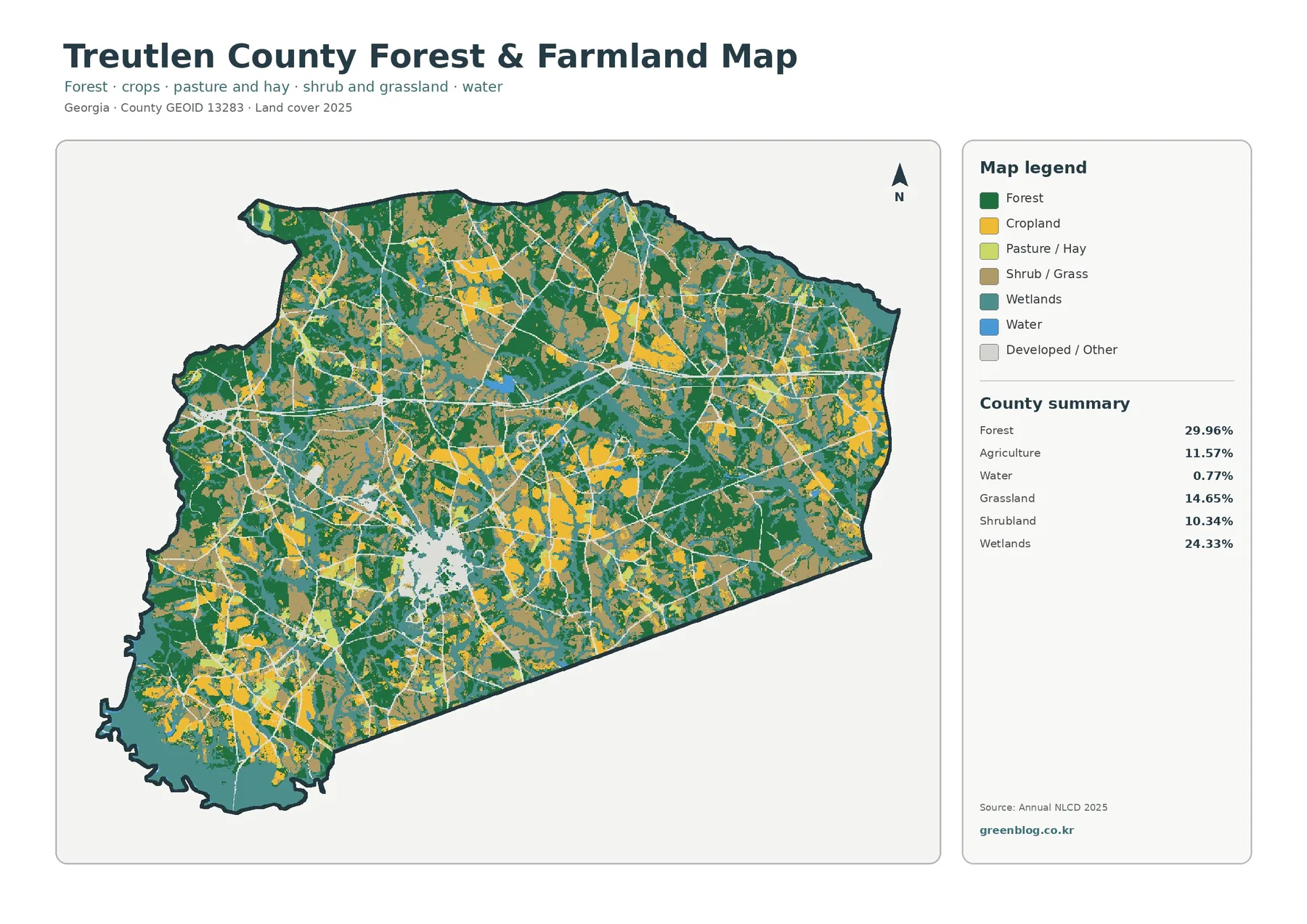 Treutlen County forest and farmland map