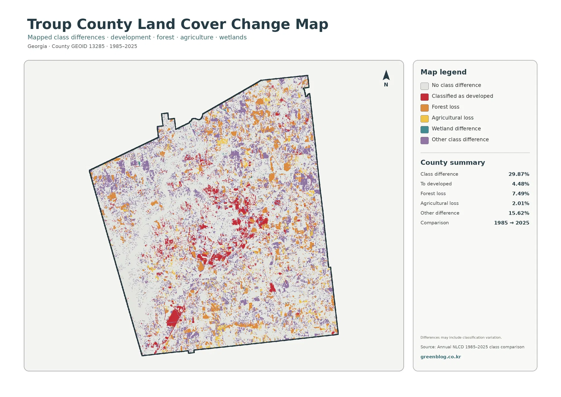 County land cover change map