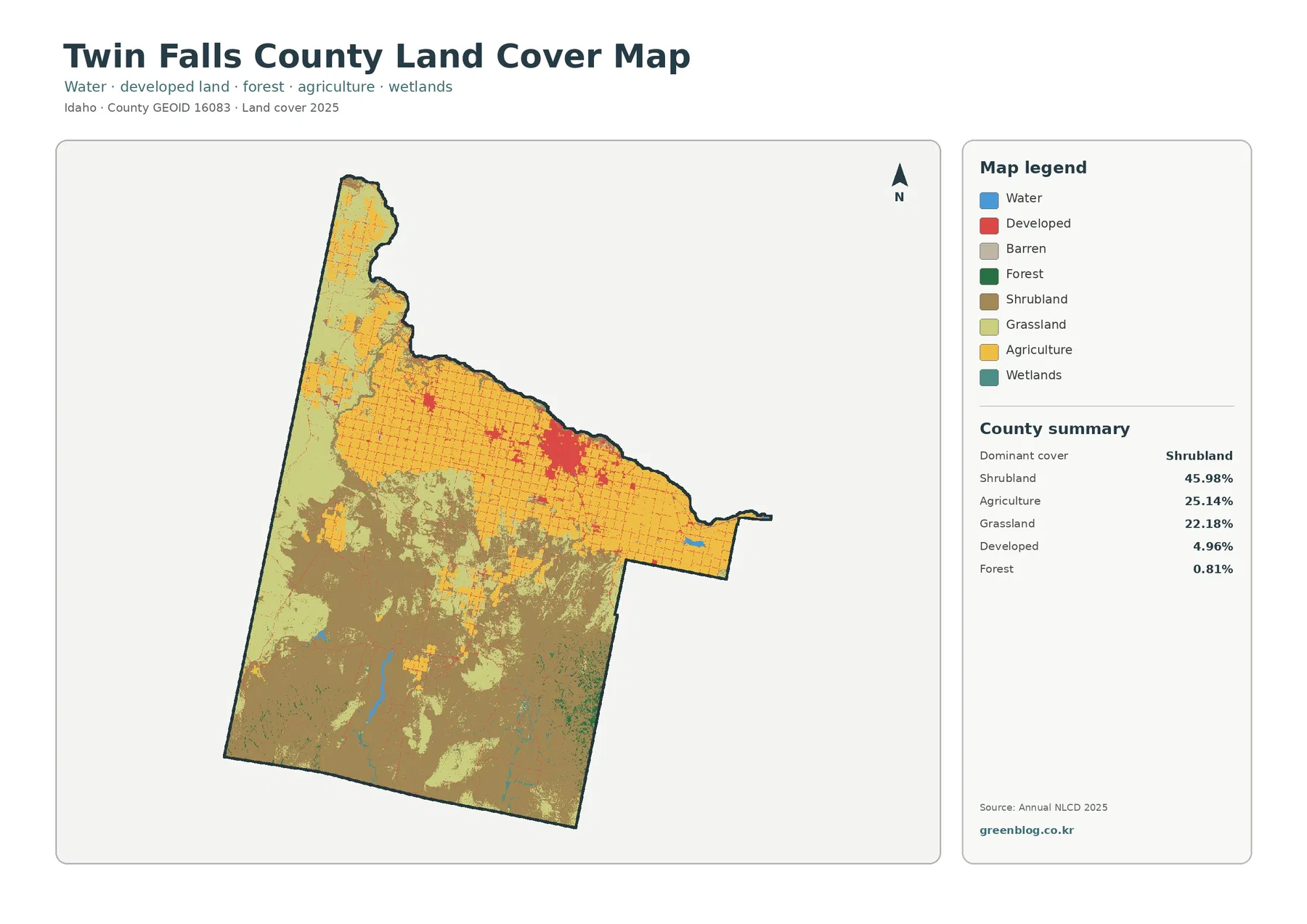 Twin Falls County 토지 피복 지도
