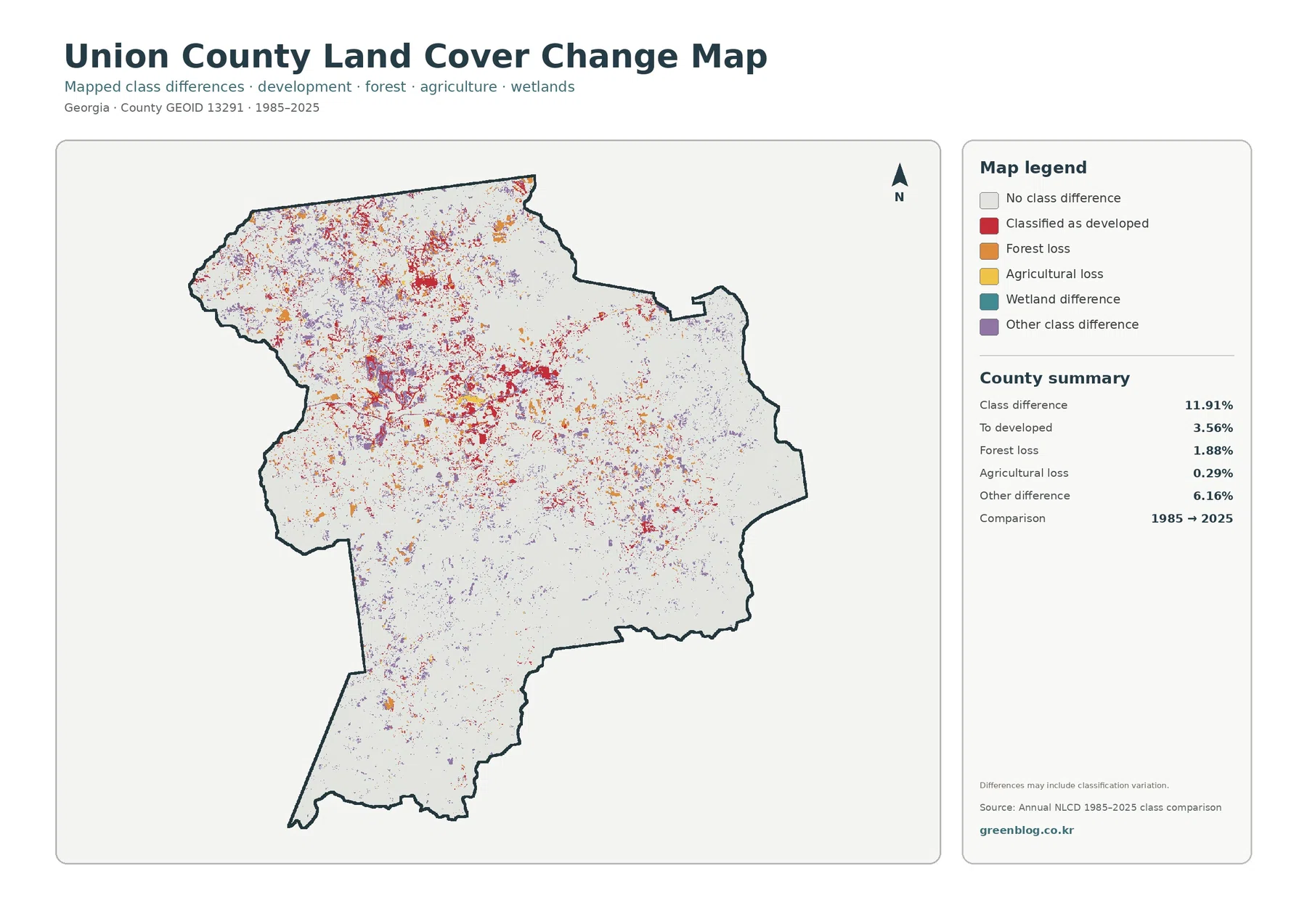 Union County land cover change map