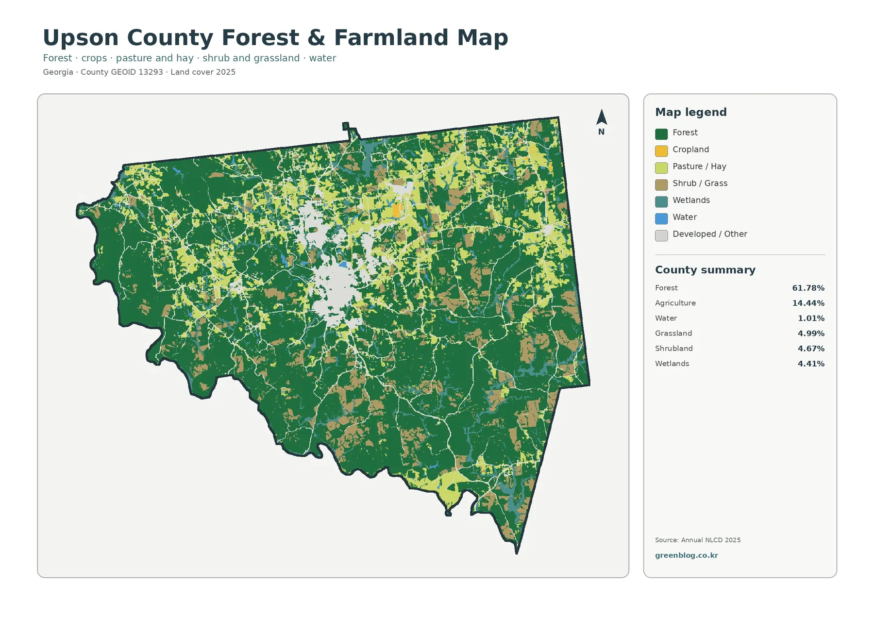 Upson County forest and farmland map