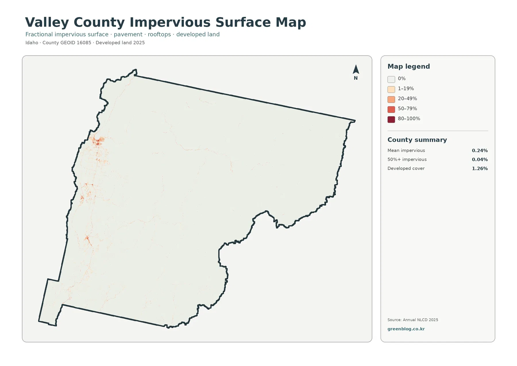 County impervious surface and developed land map