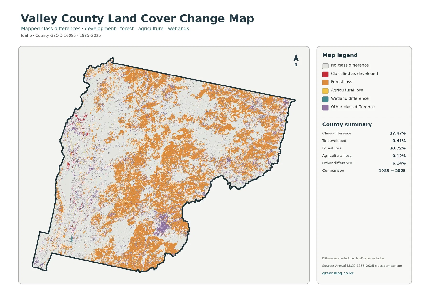 County land cover change map