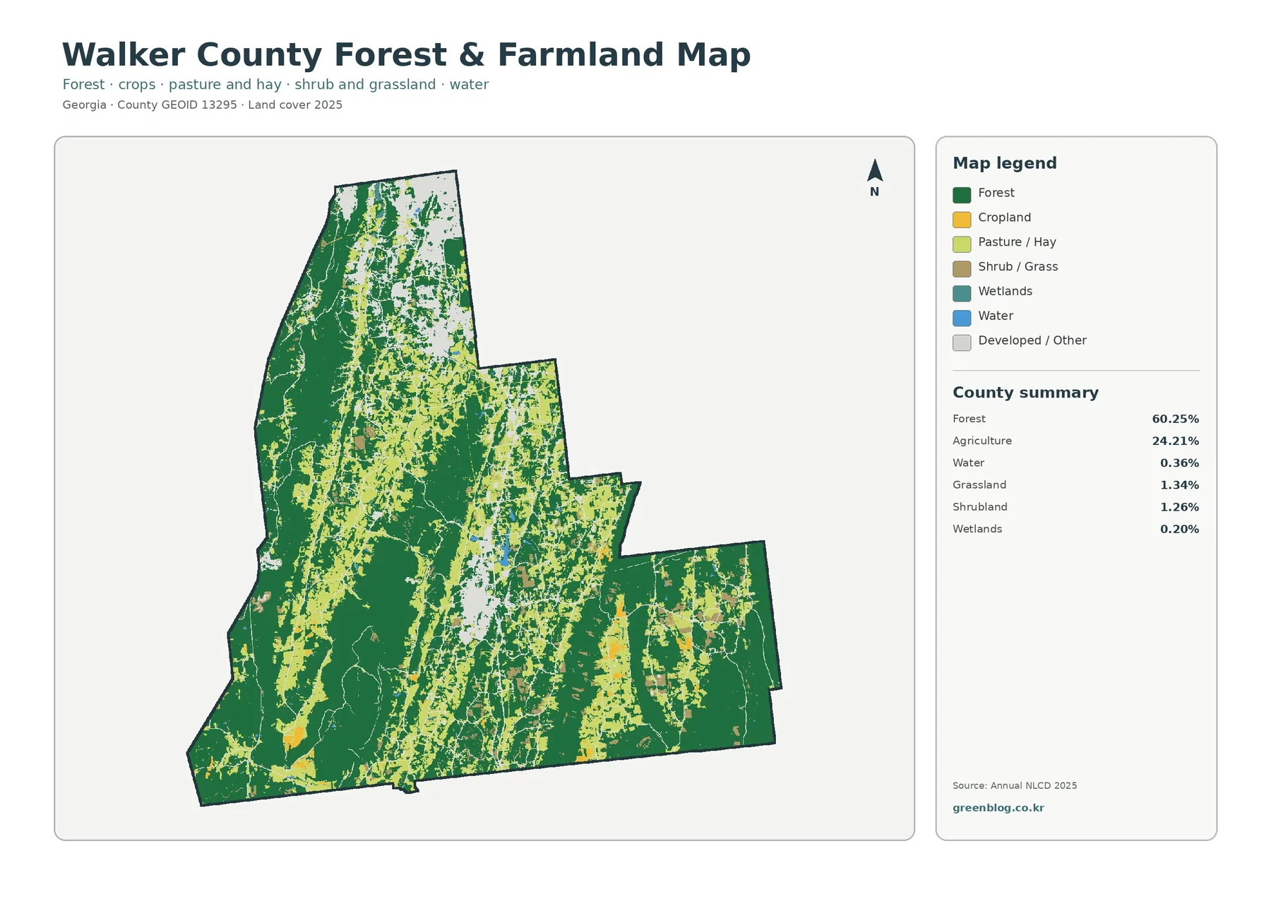 Walker County forest and farmland map