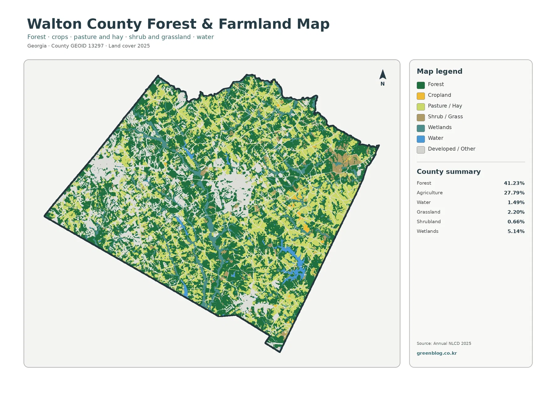 Walton County forest and farmland map
