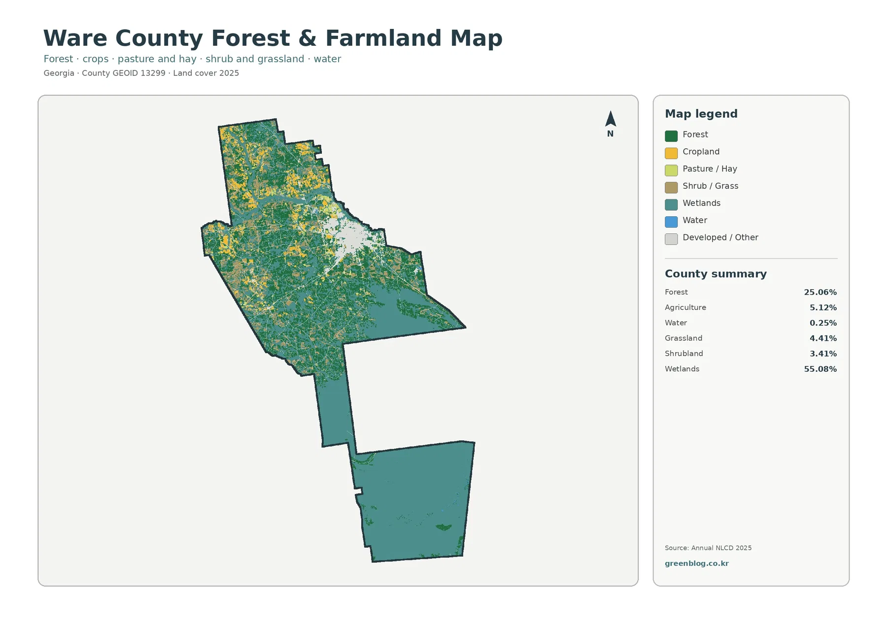 Ware County forest and farmland map