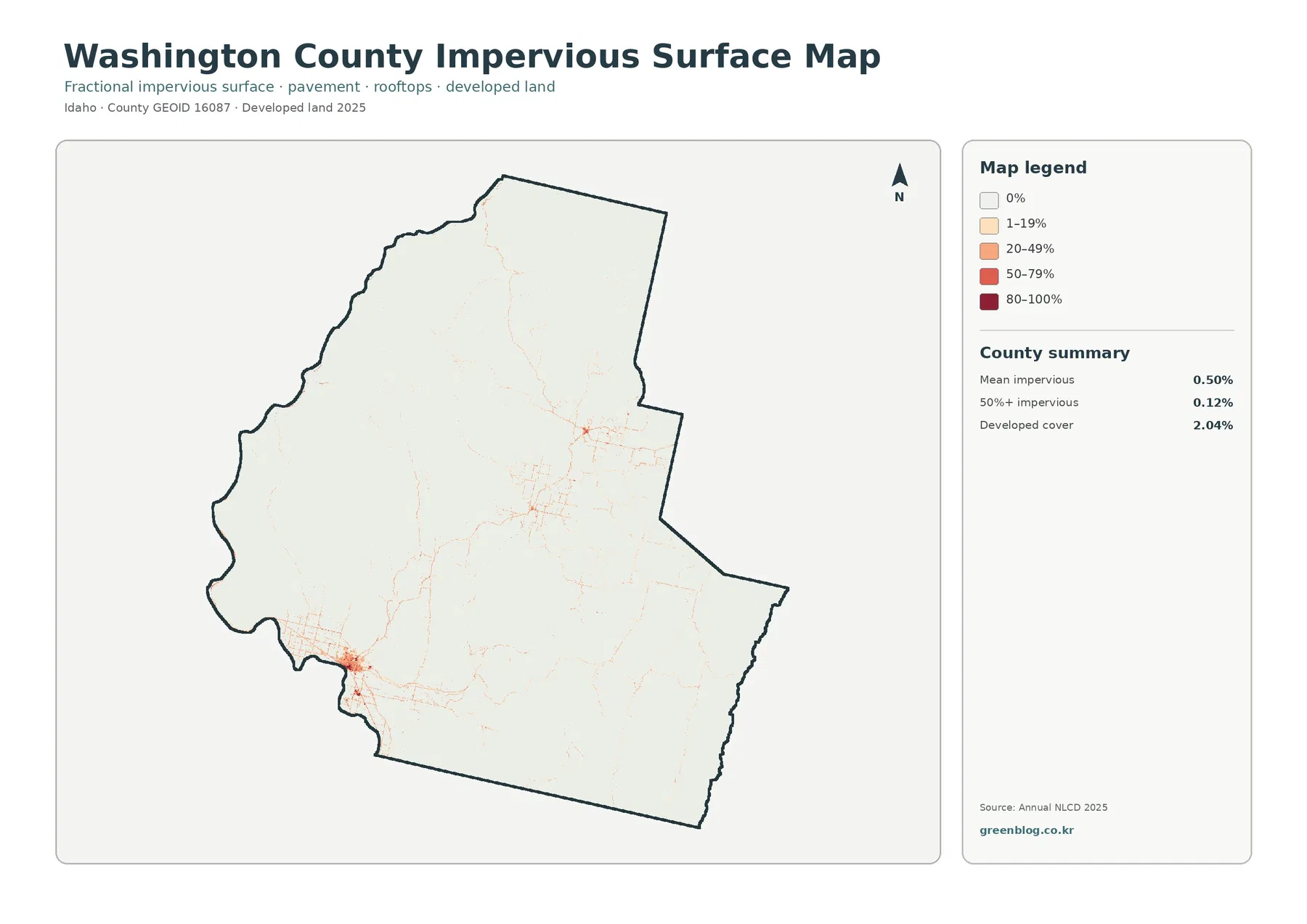 Washington County 불투수·개발지 지도