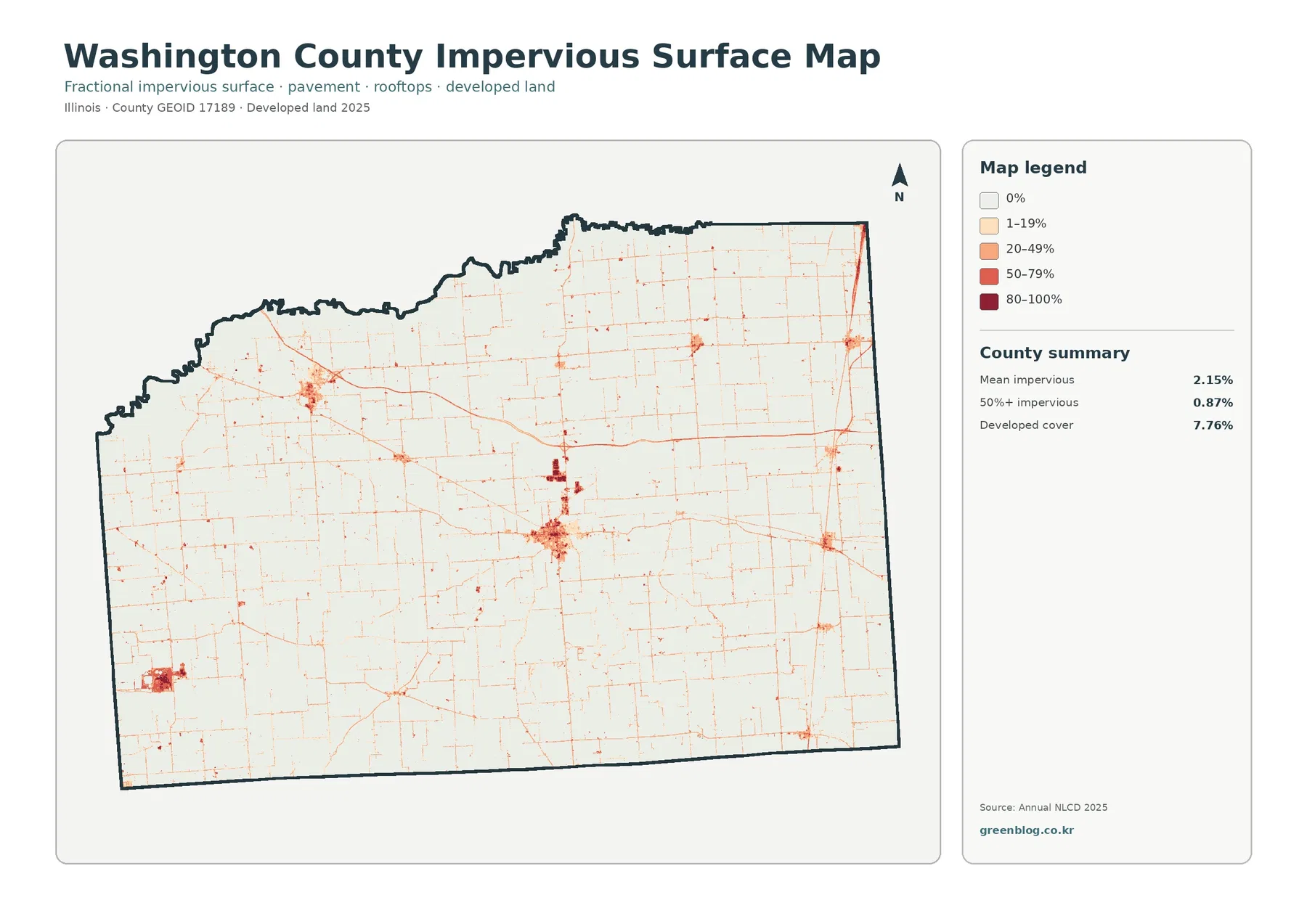 Washington County 불투수·개발지 지도