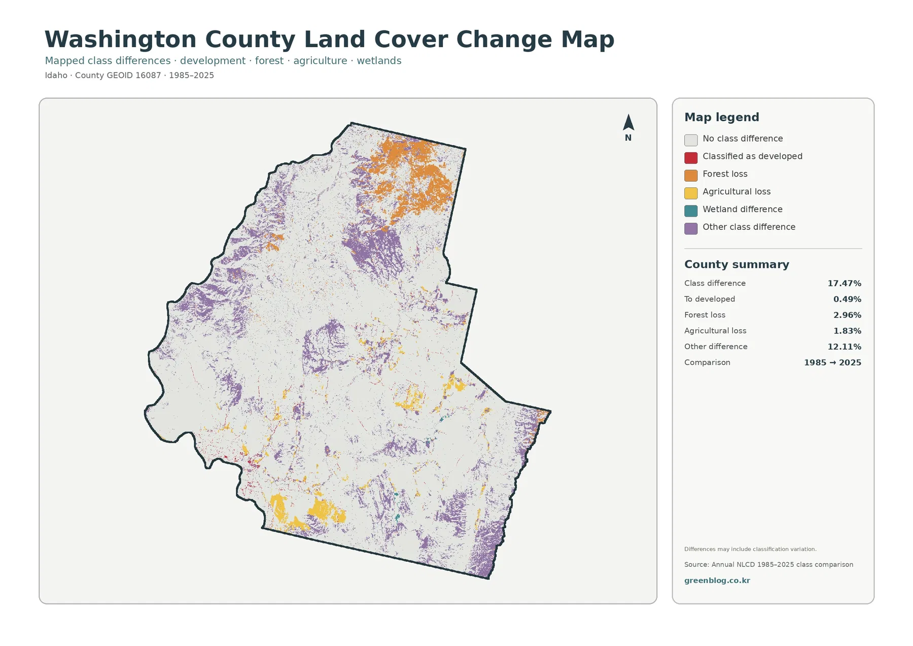 Washington County 토지 피복 변화 지도