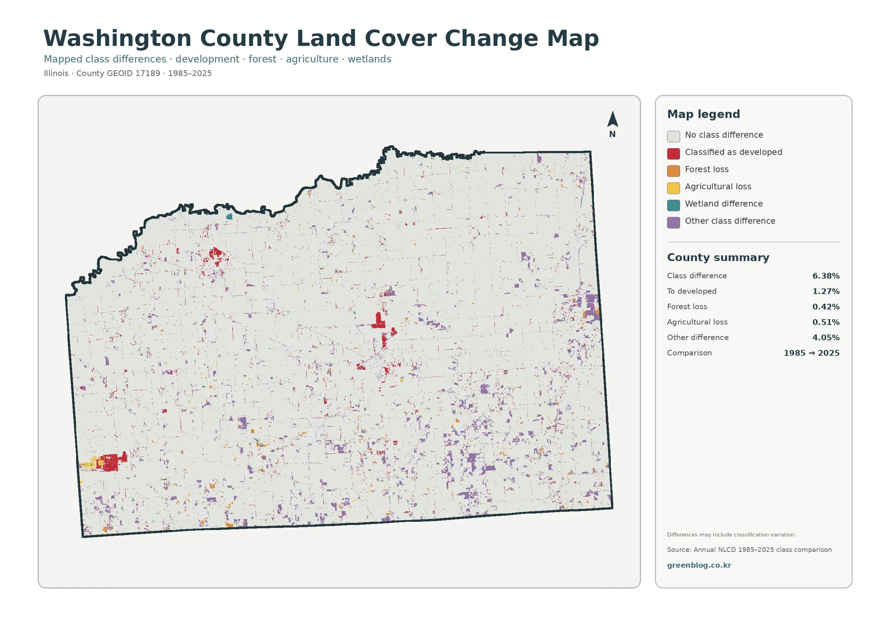 Washington County 토지 피복 변화 지도