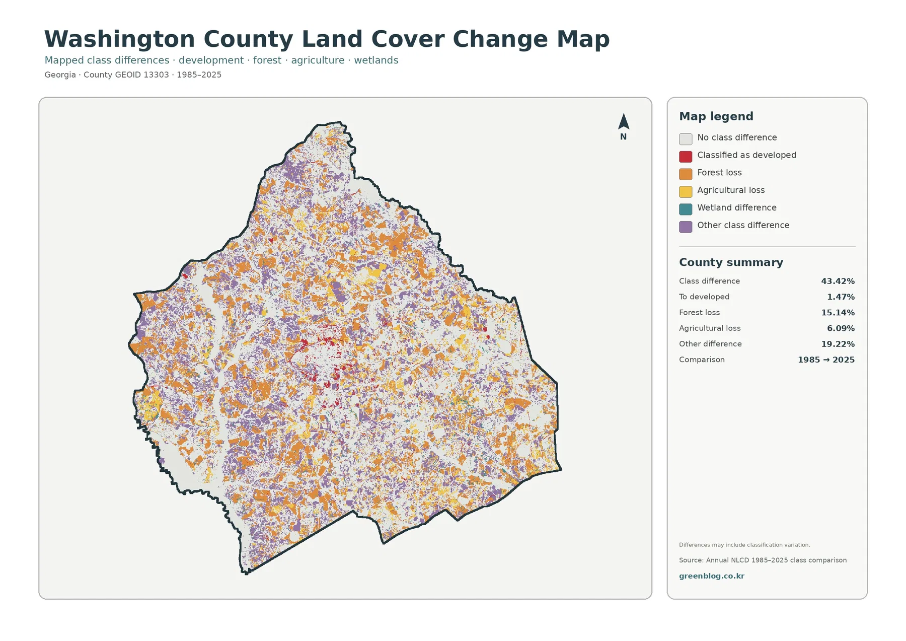Washington County land cover change map