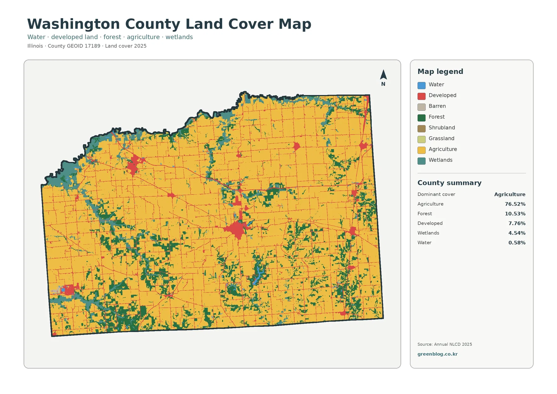 Washington County 토지 피복 지도