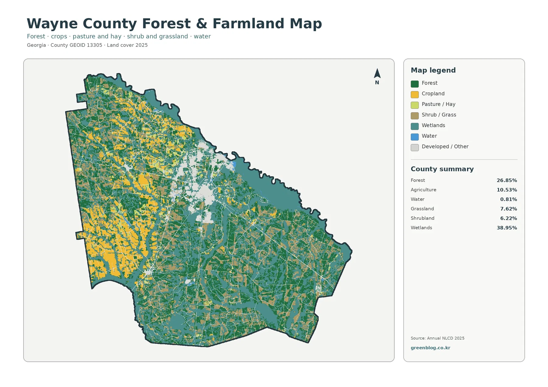 Wayne County forest and farmland map