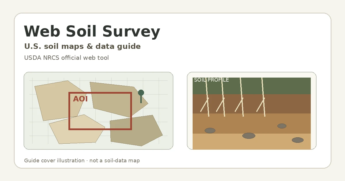 Web Soil Survey 사용법을 위한 지도 격자와 토양층 안내 일러스트