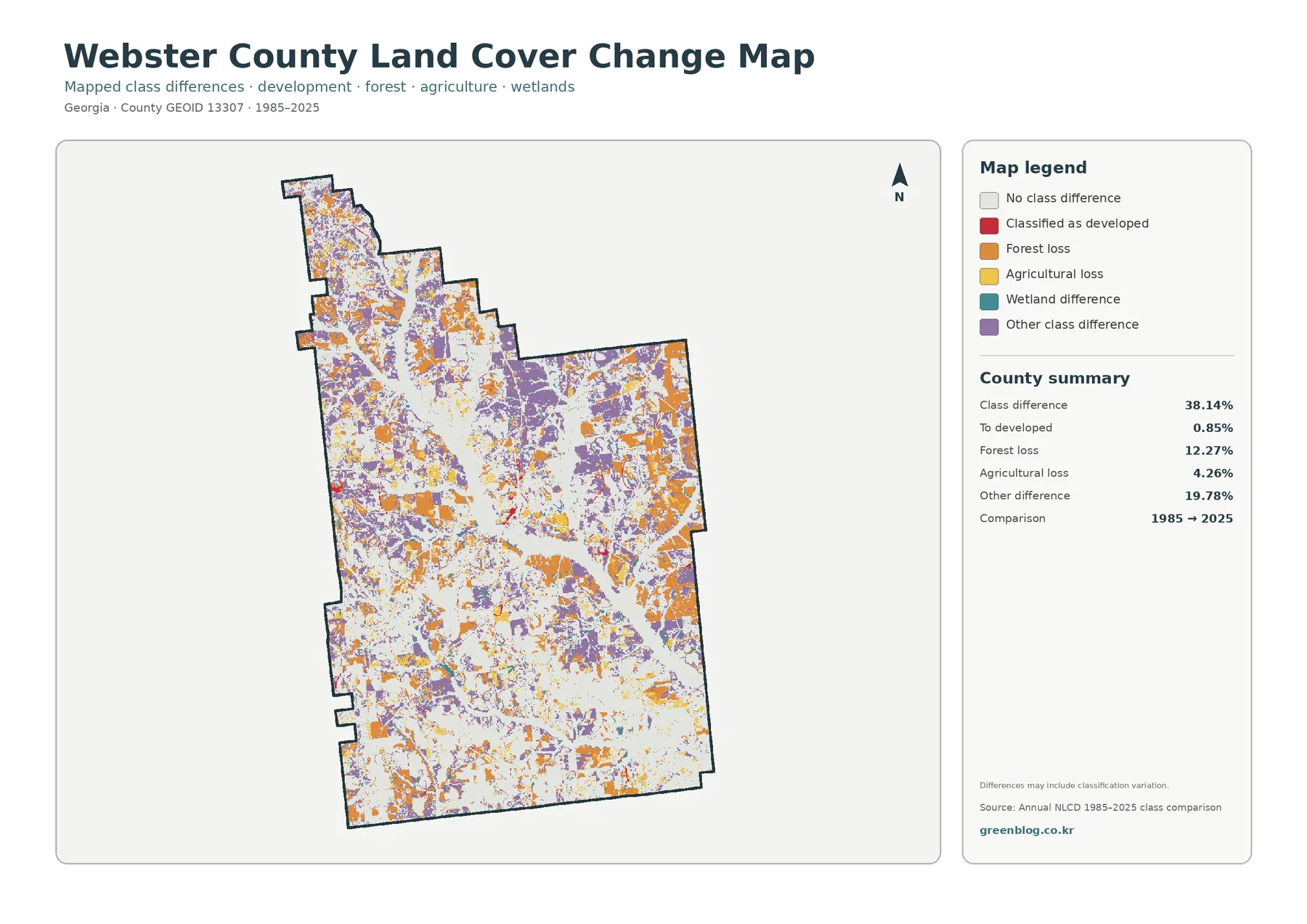 Webster County land cover change map