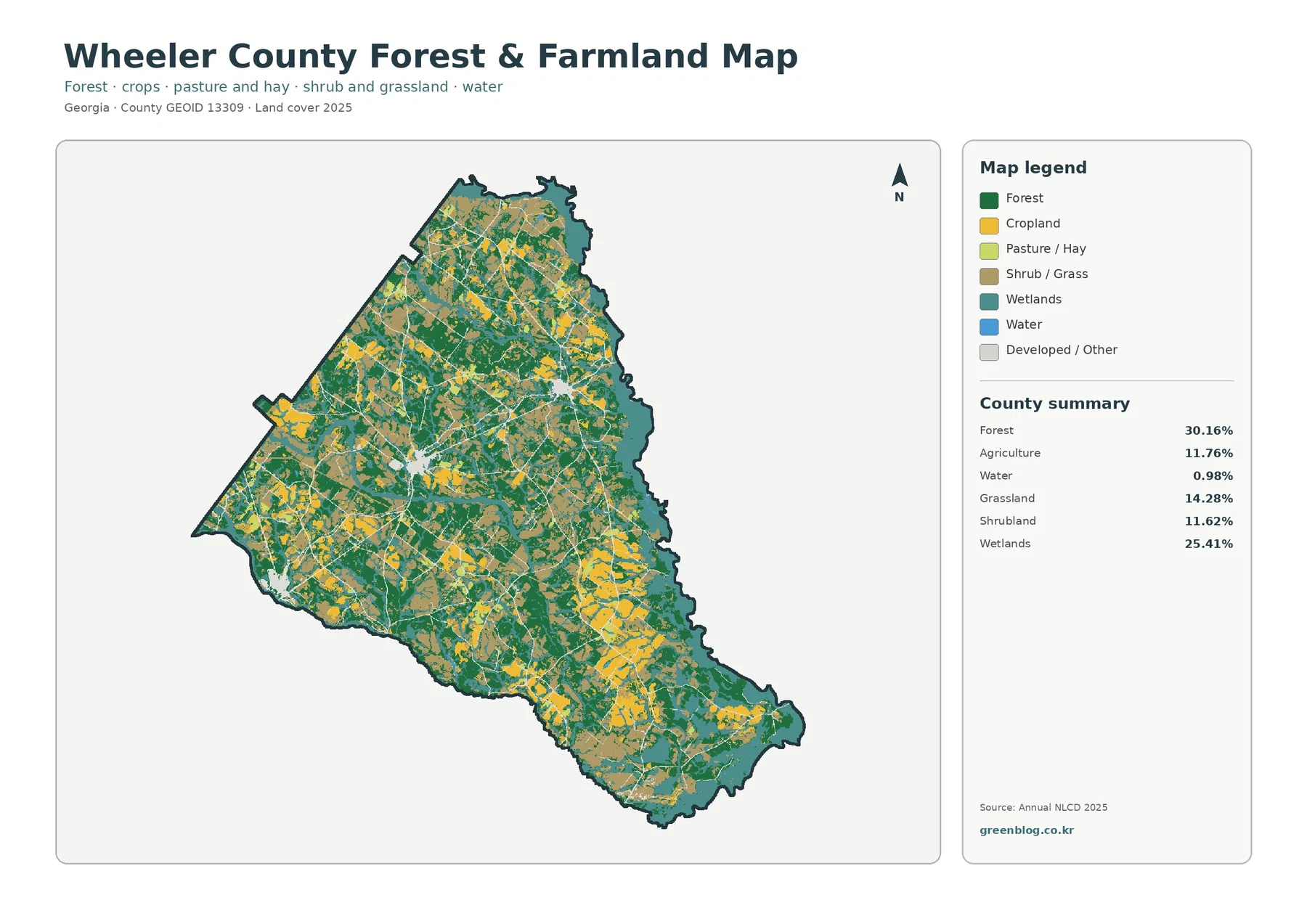 Wheeler County forest and farmland map