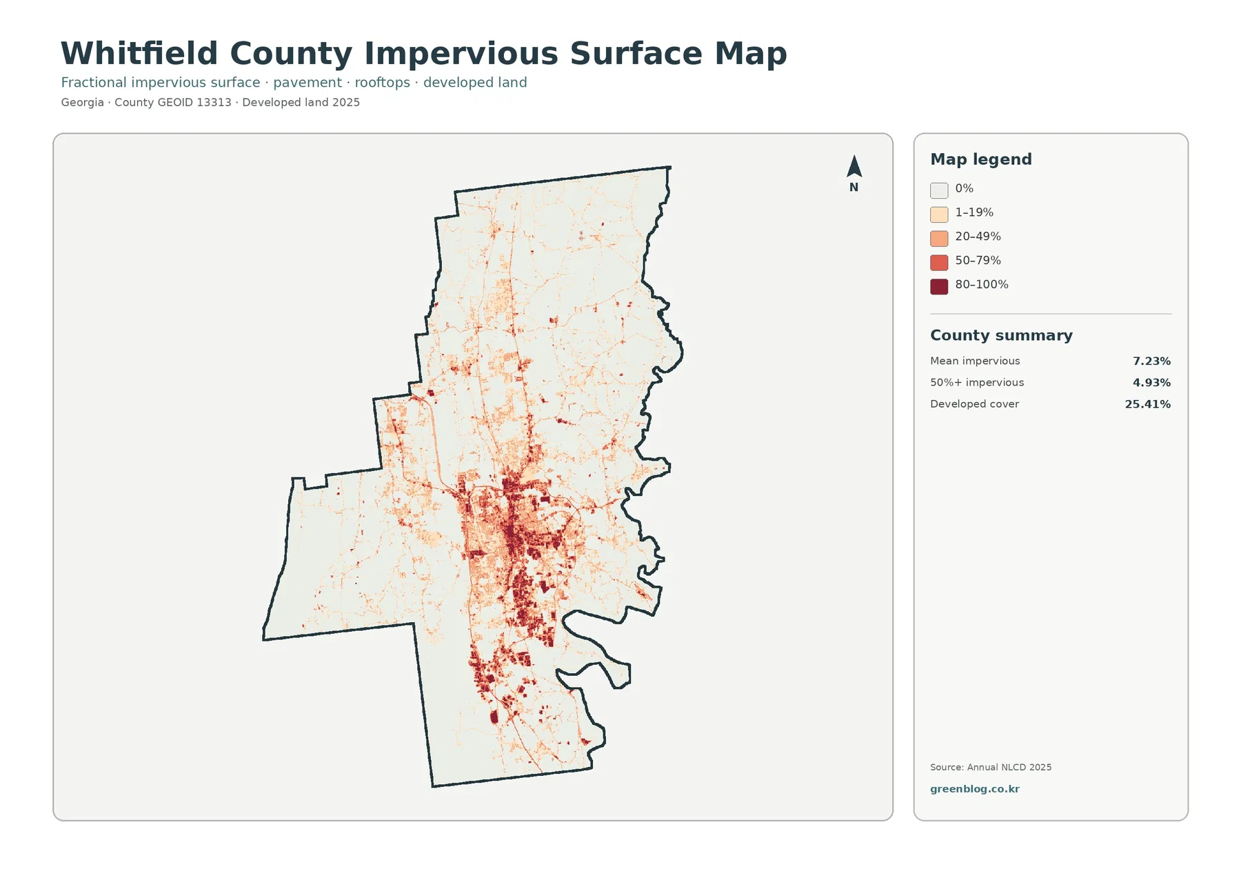 County impervious surface and developed land map