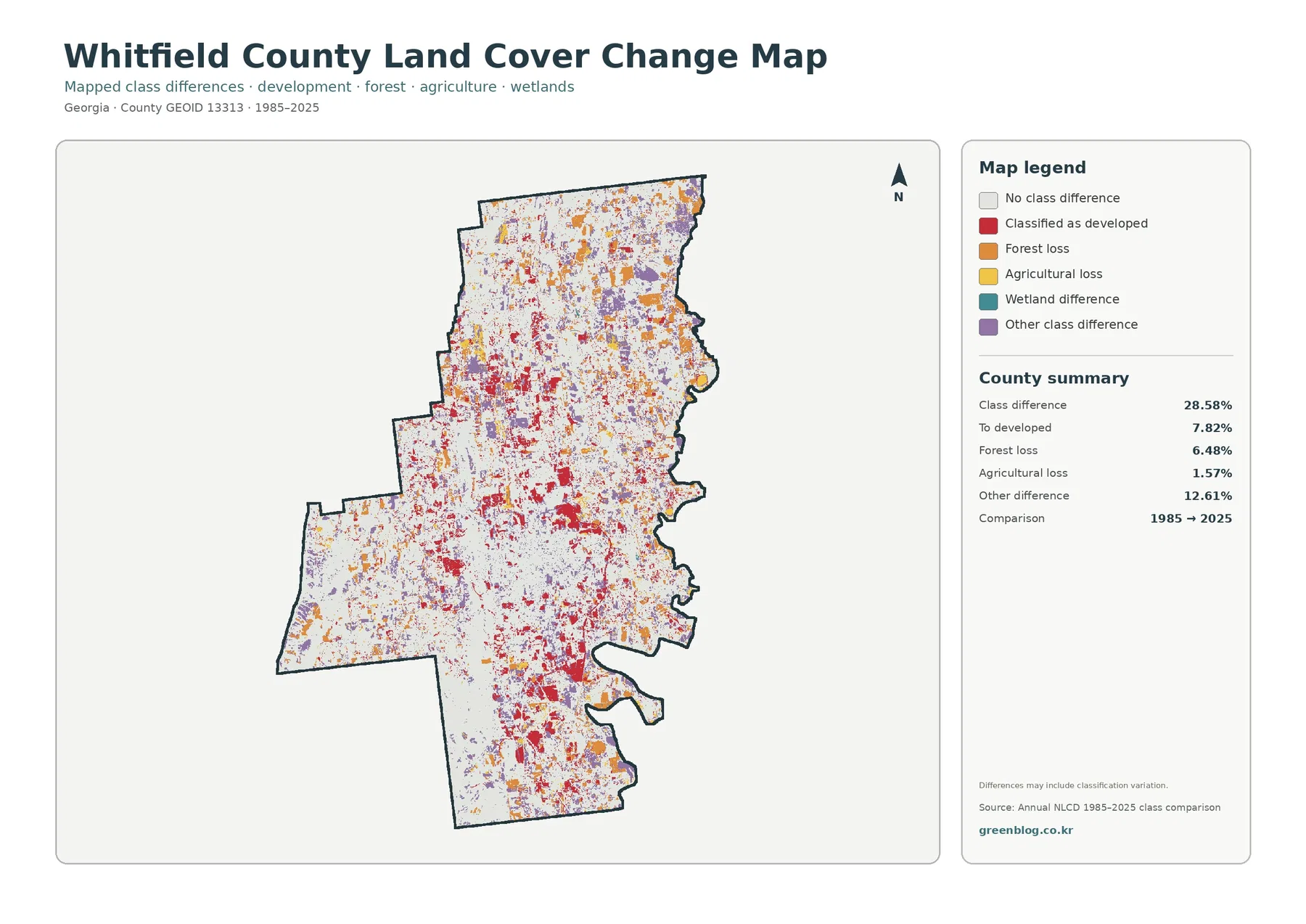 County land cover change map